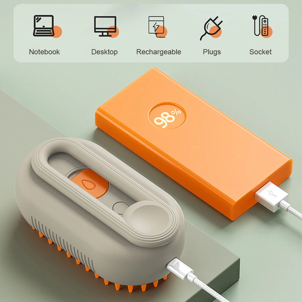 3-in-1 Electric Steamy Pet Grooming Brush (USB Rechargeable)