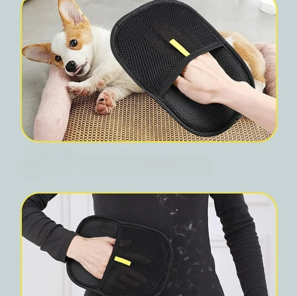 Double-Sided Reusable Pet Hair Removal & Grooming Gloves