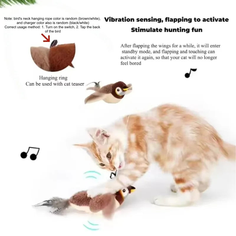 Realistic Flapping Bird Interactive Cat Toy (USB Rechargeable)