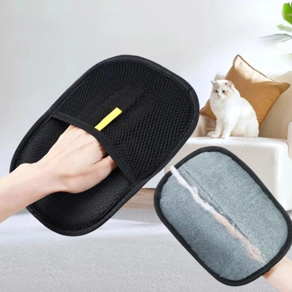 Double-Sided Reusable Pet Hair Removal & Grooming Gloves