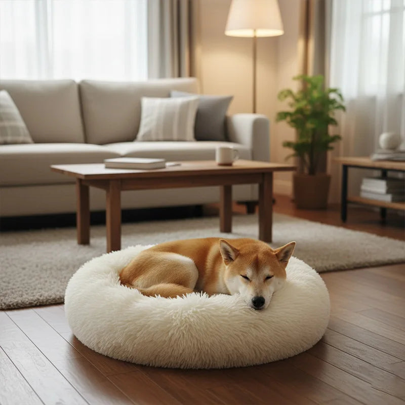 Ultra-Soft Plush Calming Donut Pet Bed (70cm)