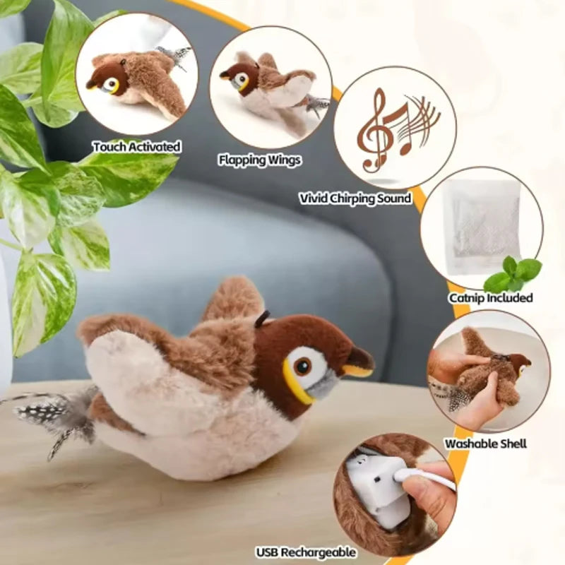 Realistic Flapping Bird Interactive Cat Toy (USB Rechargeable)