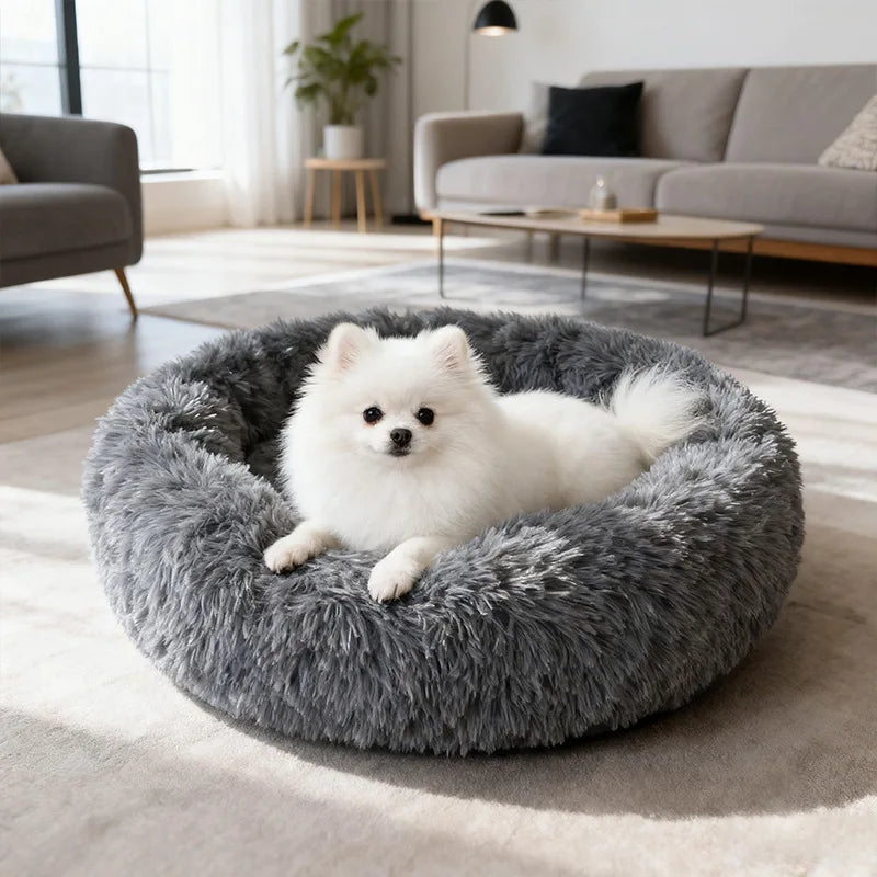 Ultra-Soft Plush Calming Donut Pet Bed (70cm)